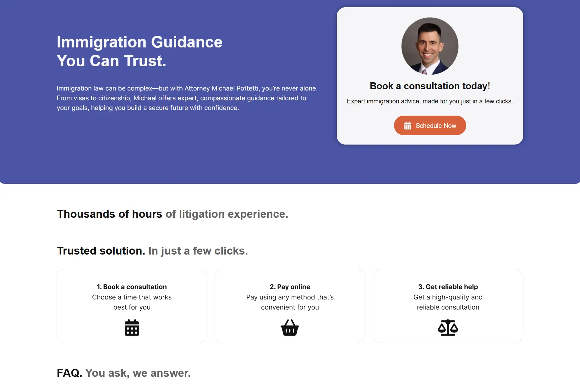 Michael Pottetti LLC — CRM integration for New York immigration law firm